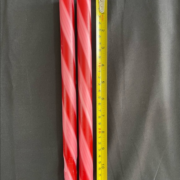 J&S Candles Inc Box of 2 Handcrafted Candy Cane Red Candles - 11.5” USED. - Picture 3 of 5